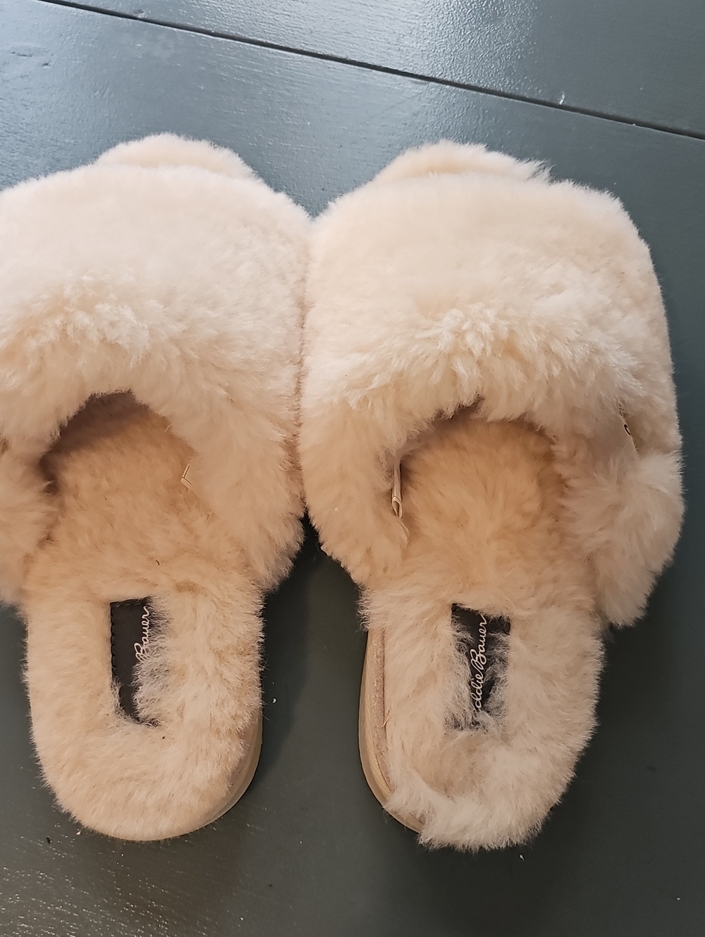 Eddie Bauer Plush Shearling Slide Slippers - Cream